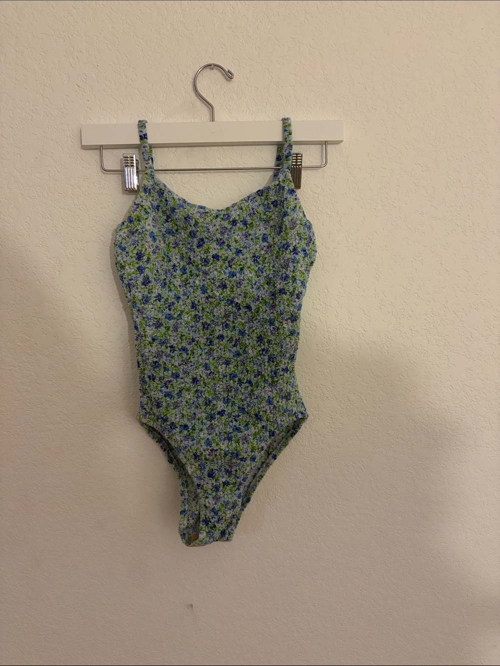 Adrienne Vittadini Blue and Green Floral One-Piece Swimsuit